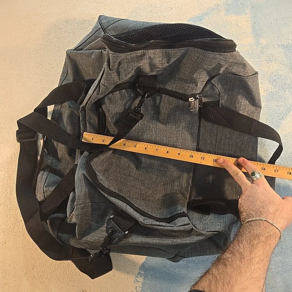 NRA Duffel Gym Bag National Rifle Association‎ Grey Heather Canvas Mesh Carry-On